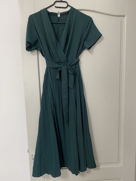 Rochie verde de vara cu cordon in talie