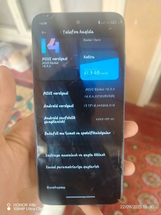 Redmi 10 2022 sensorida sibigʻi bor dogʻ chixigʻ tushmagan