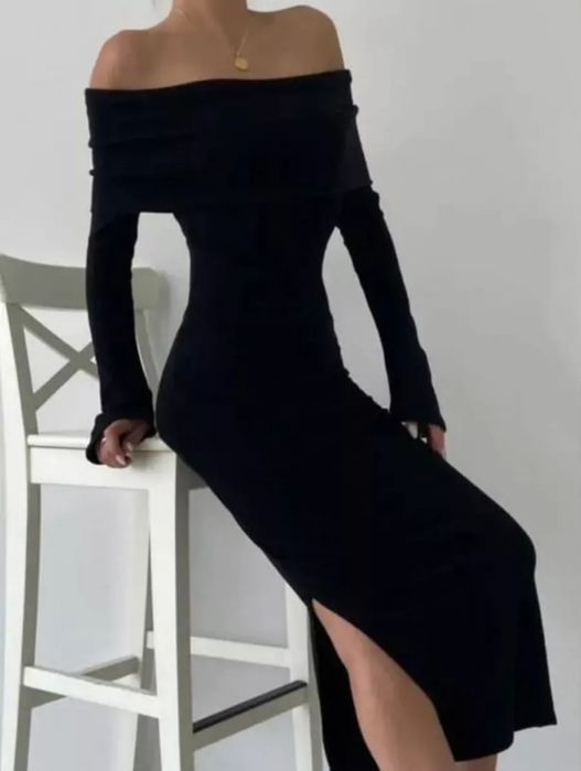 платье женское лапша с открытыми плечами