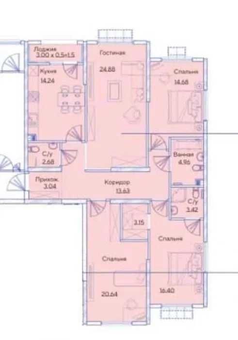 Жк NRG ZAMON, Яшнабадский район, 4-комнатная, 123м2, ор-р Рохат Круг