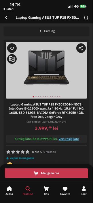 Asus tuf f15 impecabil