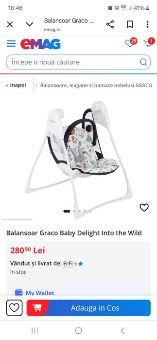 Scaun / balansoar electric pentru bebeluși