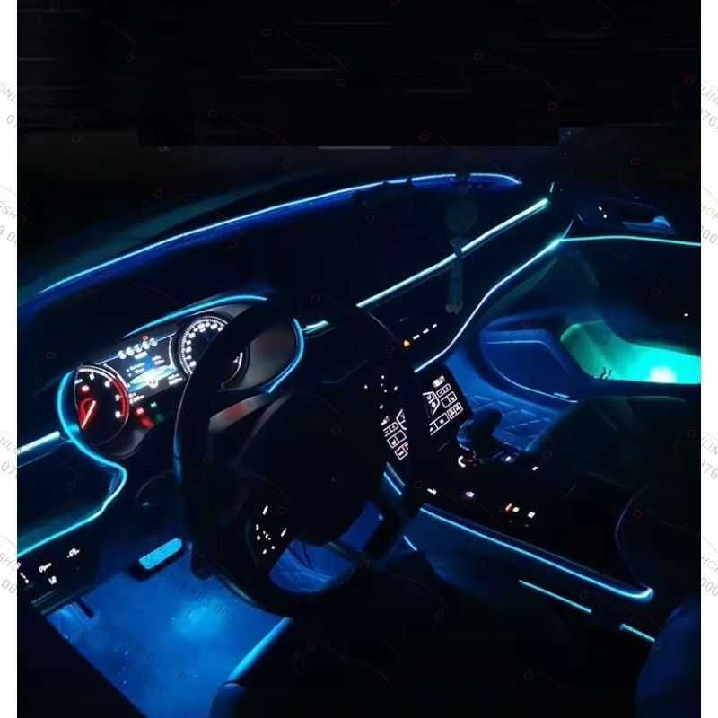 Lumina ambientala auto fir neon Led RGB  cu 5 capete Aplicatie telefon