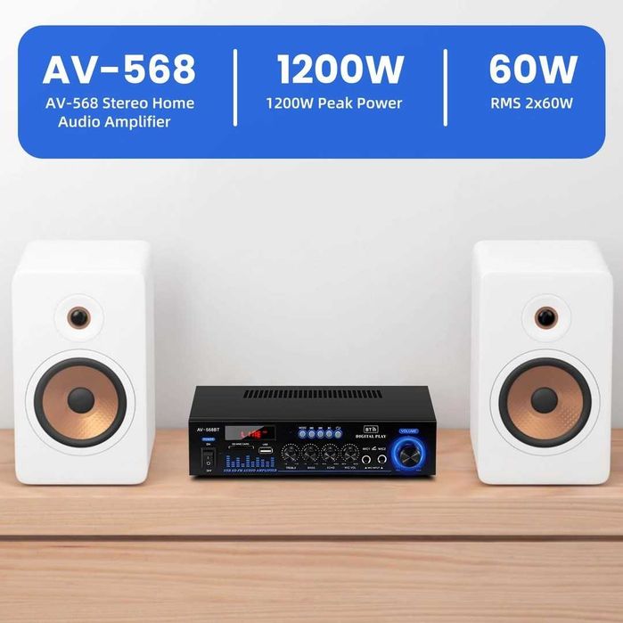 Amplificator Hi-Fi 1000W BT 5.0 cu radio FM și intrare USB – Portabil