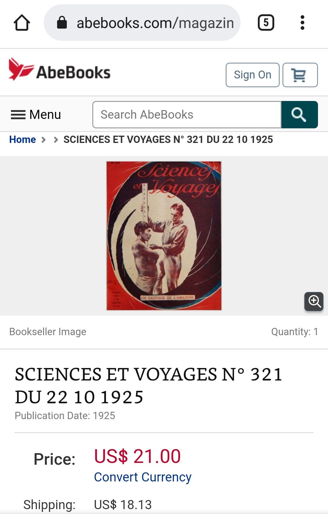 Revista Sciences & Voyages 1925