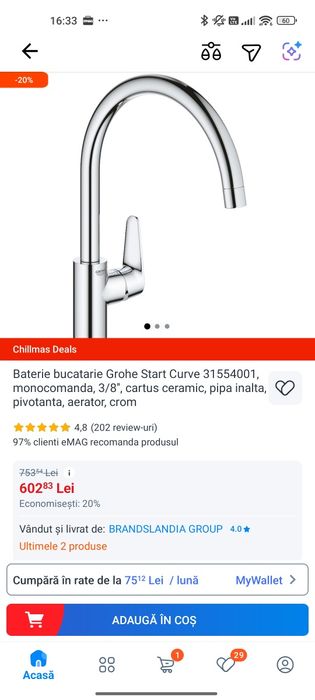 Baterie chiuveta Grohe Start Curve