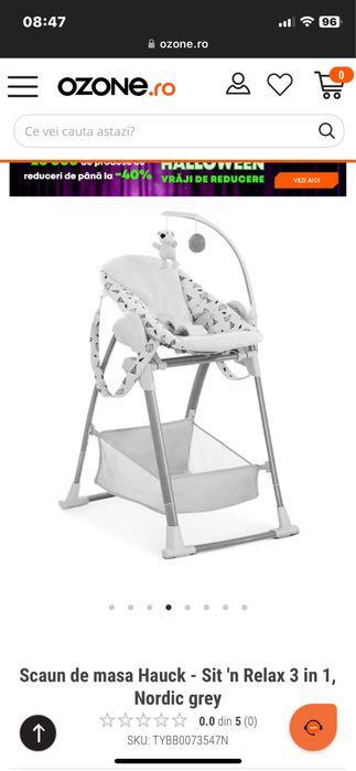 Scaun de masa Hauck - Sit 'n Relax 3 in 1, Nordic grey