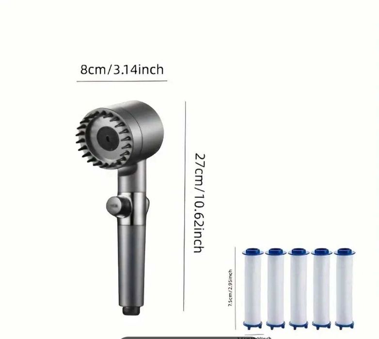 Set para de dus (cu efect de masaj) + 5 filtre incluse