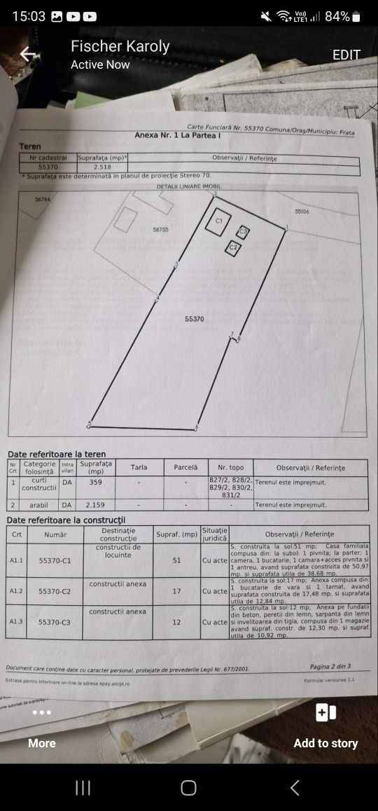 Vând casă Comuna Frata cameră bucătărierie 51m2 teren 2500 m2