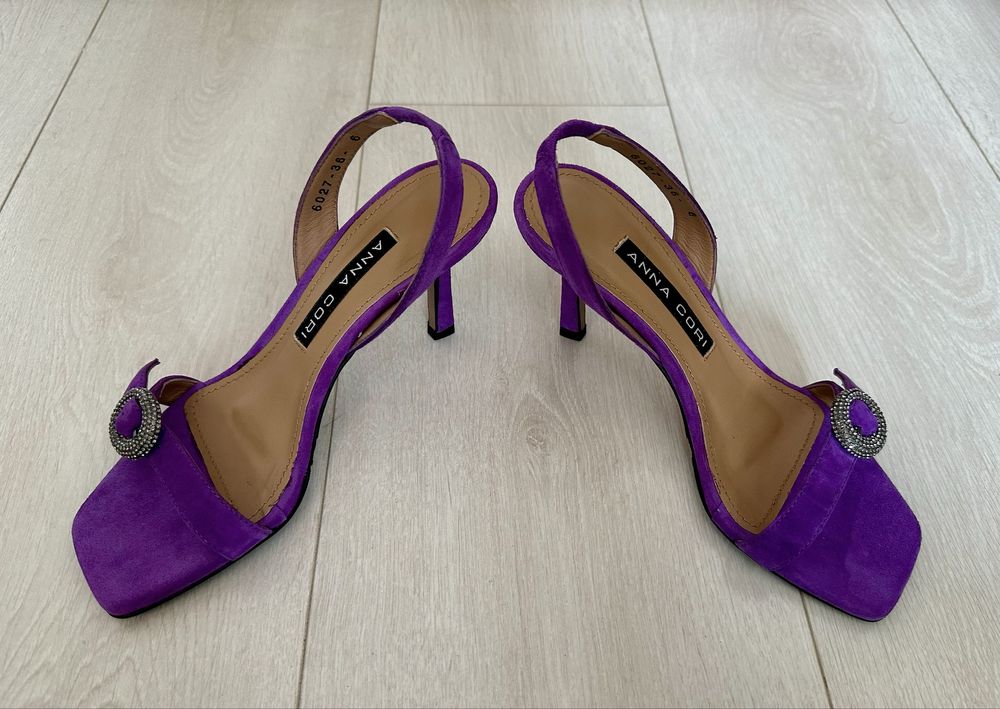 Sandale de Damă din piele naturală întoarsă, măr 36, Anna Cori, Violet