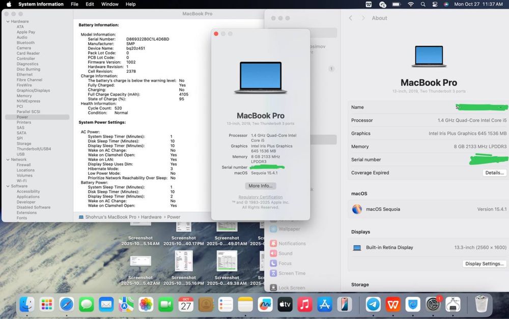Apple Macbook Pro 13 2019 год, core i-5