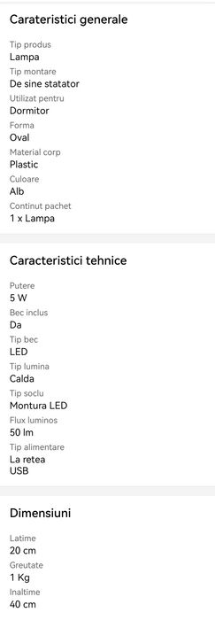Lampa Led - veioza