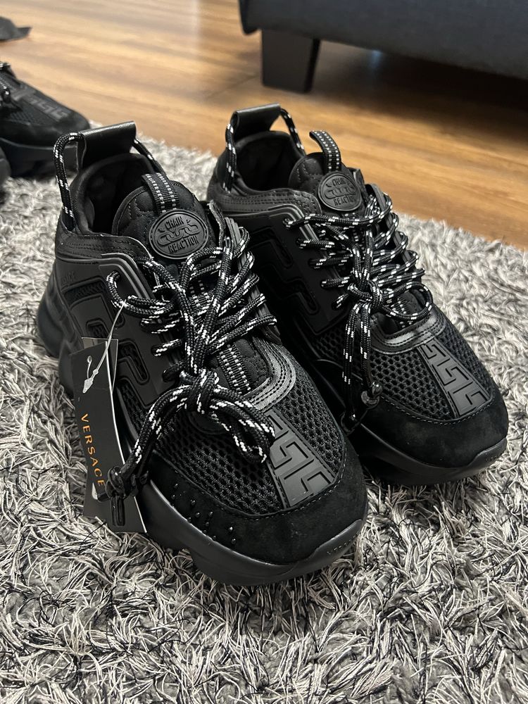 Adidasi Versace Chain Reaction Negrii Black