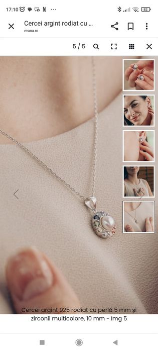 Set argint cercei și pandantiv Evana perle naturale