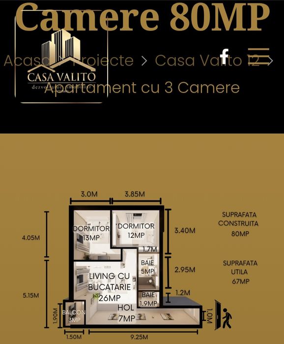 Apartament 3 camere nou