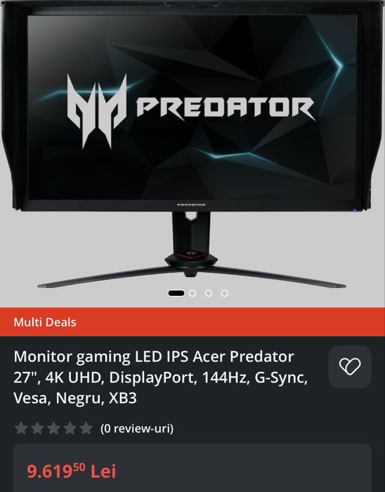 Monitor 27’ 4k 144hz G-Sync Acer Predator