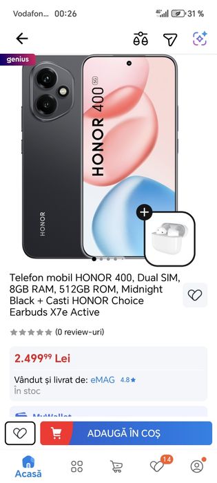 Vând Honor 400 512 GB  5g 2500 lei