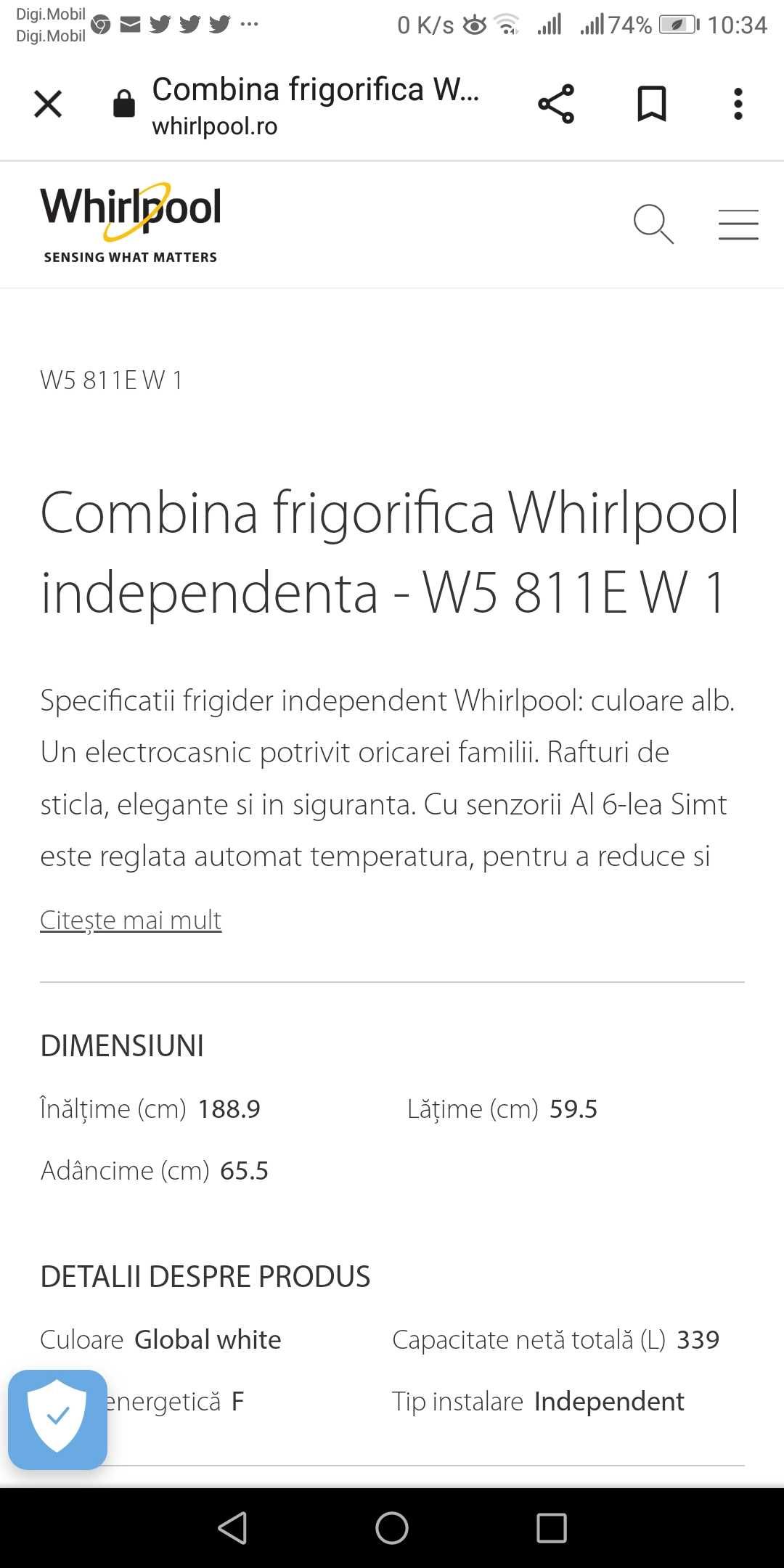 Combina frigorifica WHIRLPOOL