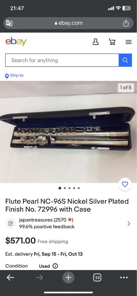 Vând Flaut Pearl NC-96S (silver plated) made in Japan.