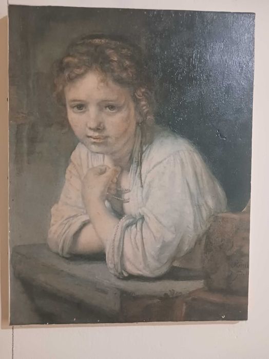 TABLOU; "Fata la balcon" ; Girl at a window , Rembrandt von Rijn.