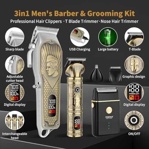 Комплект за подстригване и бръснене HIENA PRO, безжичен дизайн за мъже