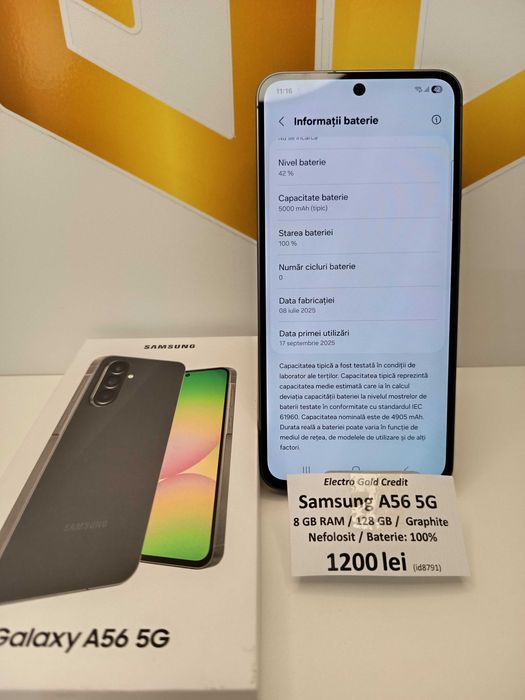 Samsung A56 5G 8GB RAM/128GB/Graphite/Produs nefolosit! ID8791
