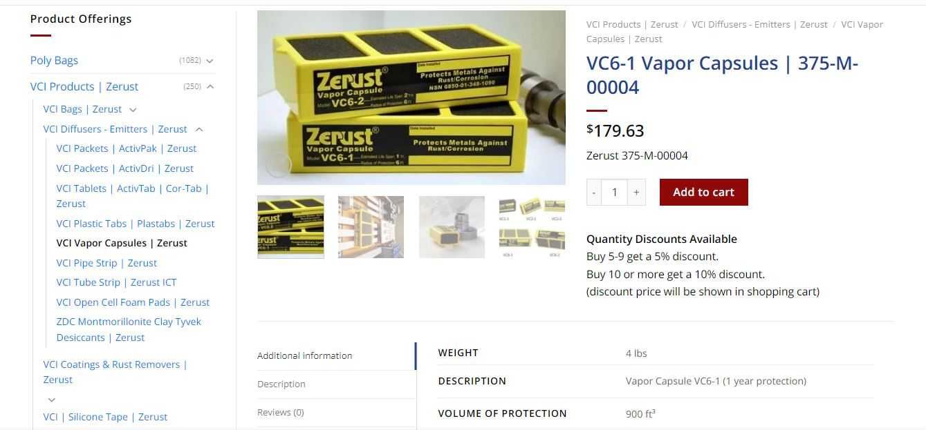 Protection Zerust VC6-1 Vapor Capsule anti oxidare / coroziune