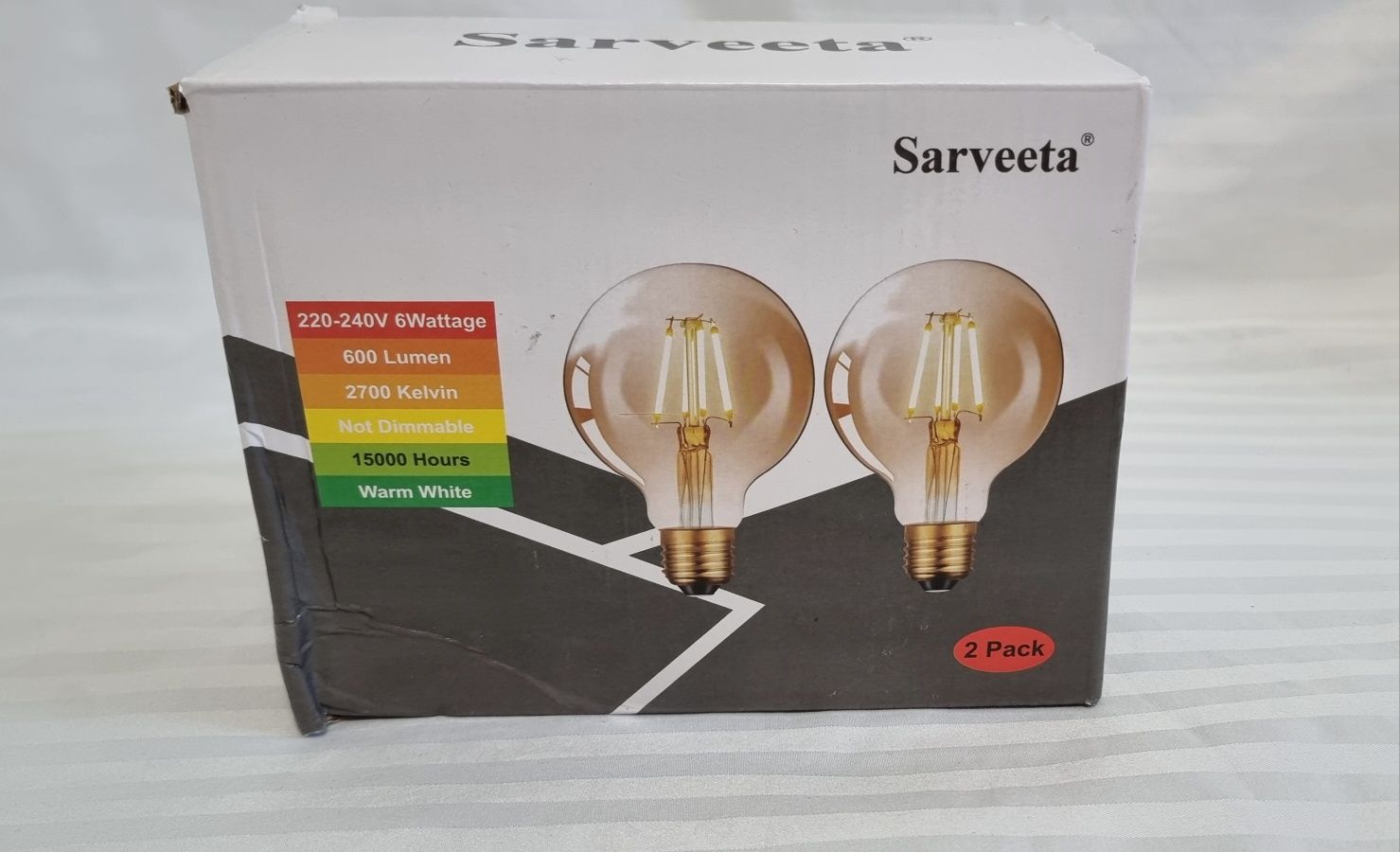 LED филаментна крушка G80 Декоративна сферична крушка ES E27 2700K 2x