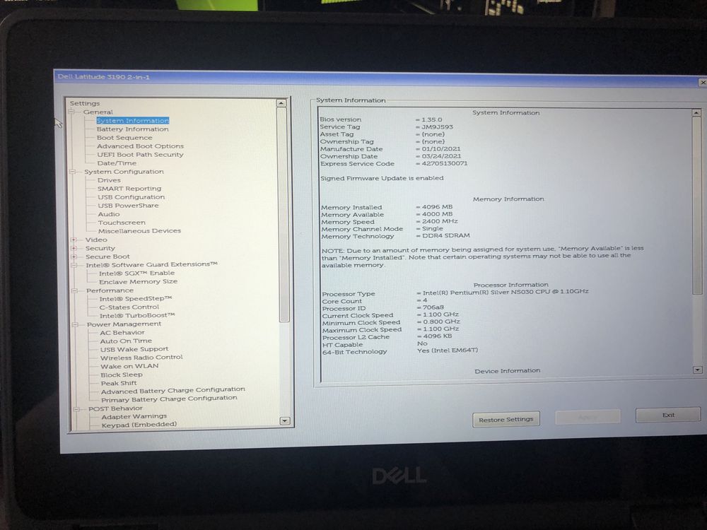 Dell Latitude 3190 2in1 128GB