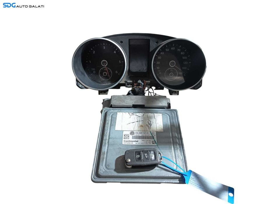 Kit Pornire ECU Calculator Motor Ceas Ceasuri Bord Chei Cheie Imobilizator Volkswagen Golf 6 1.6 TDI CAY CAYC 2008 - 2013 Cod 03L906023B [LC1739]