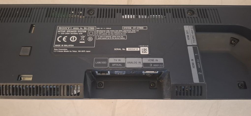 Soundbar Sony HT-CT800 350W
