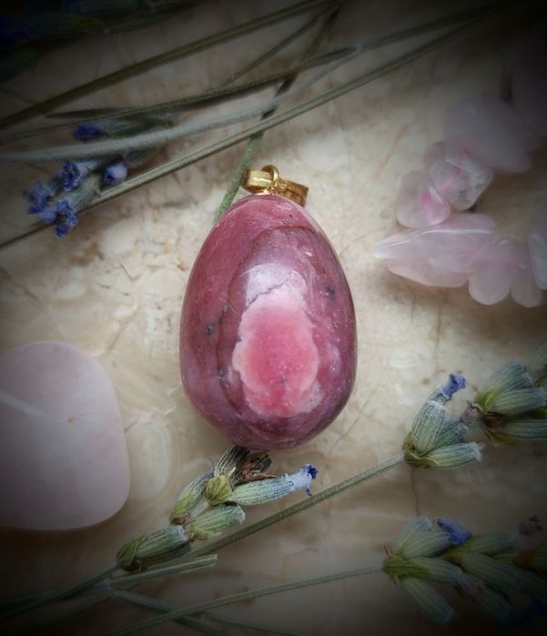 Pandantiv rodonit natural, piatră semiprețioasă, bijuterie