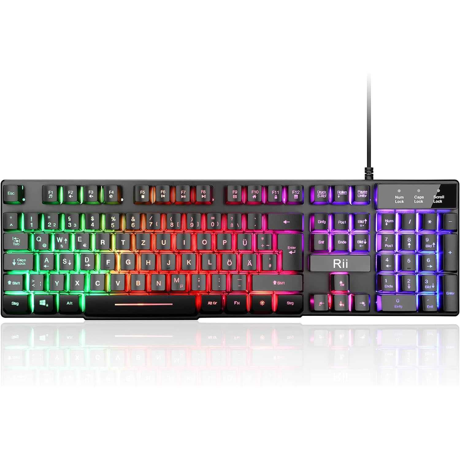 Tastatura gaming cu fir iluminata, membrana, QWERTZ, Rii  - pret FIX