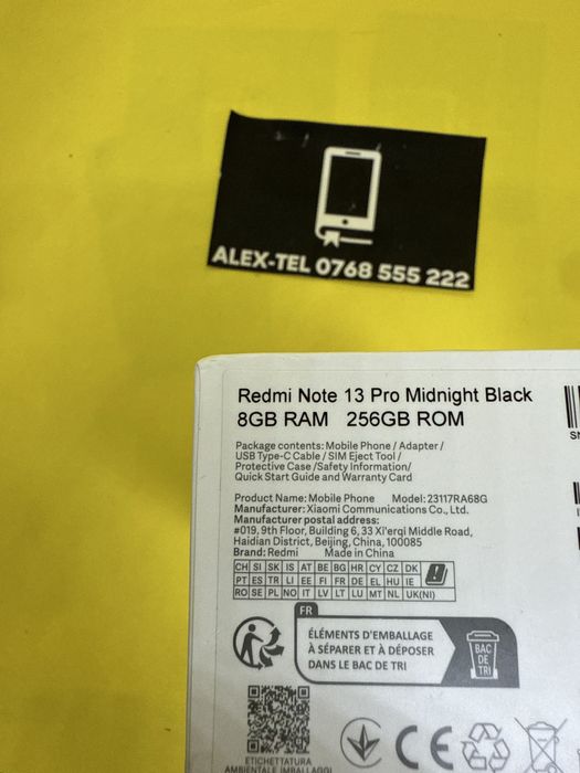 Xiaomi Redmi Note 13 Pro 256GB 8GB-Ram 4G Dual Sim Black Sigilat Nou