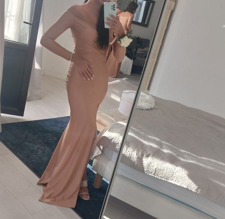 Rochie tip sirena, aurie, masura XS