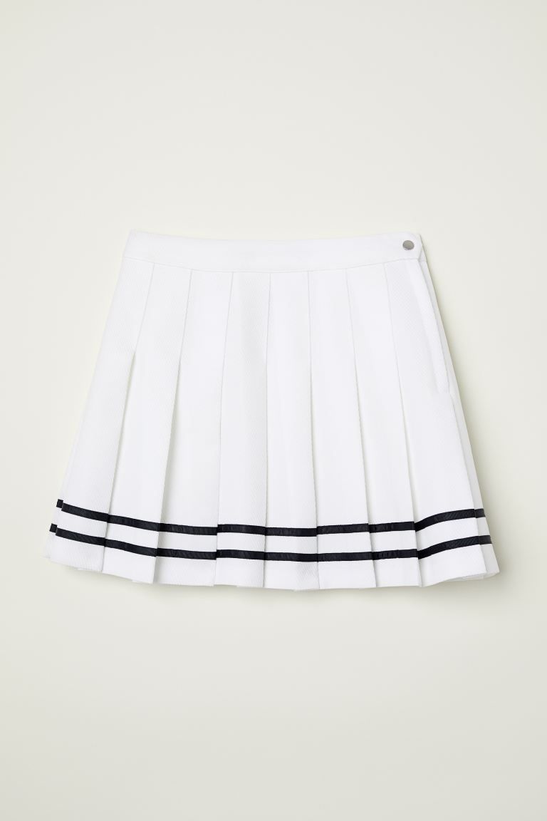 h&m white pleated skirt