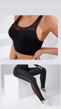 Set  fitness negru lycra si plasa M