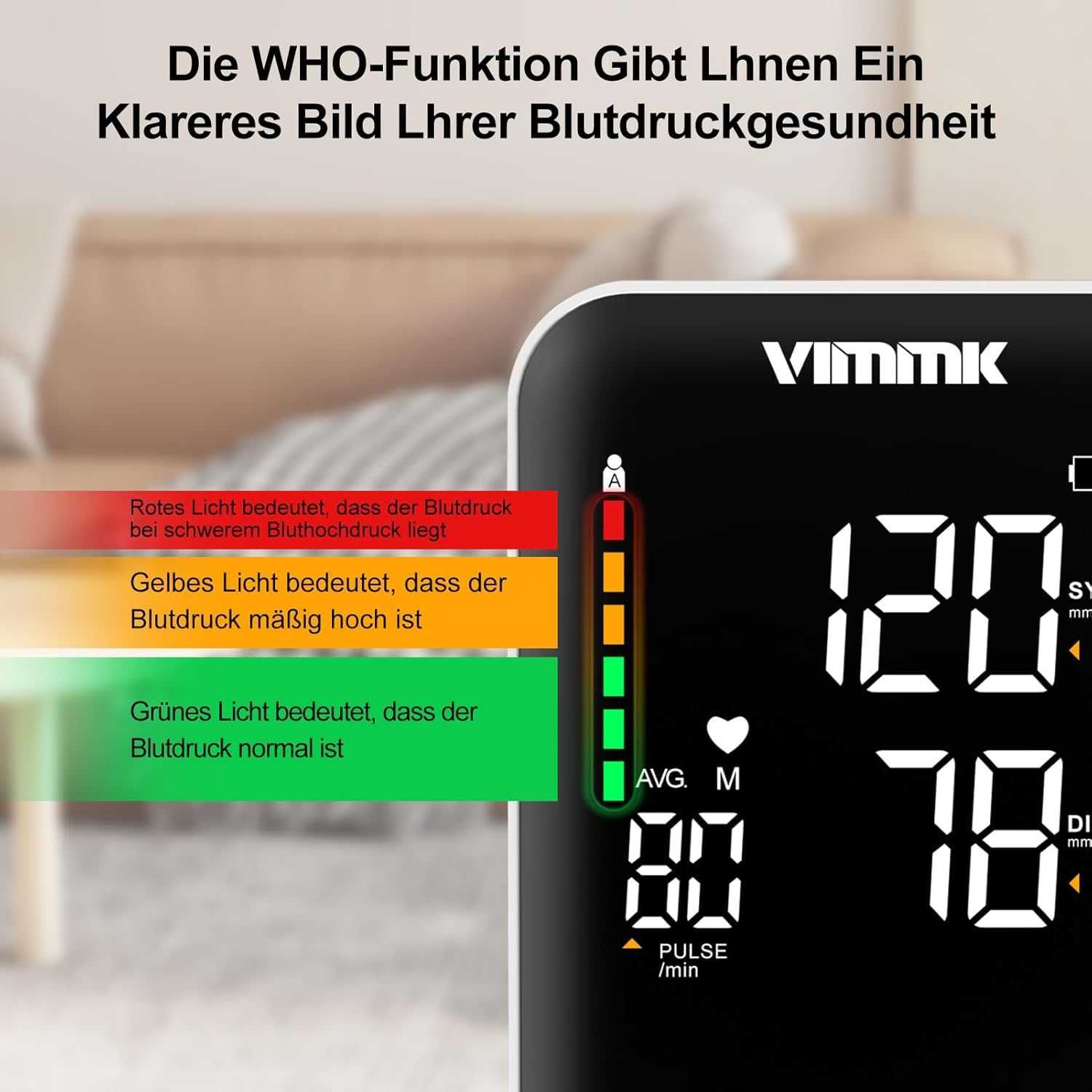 Апарат за кръвно налягане Vimmk, LED дисплей, Маншет 22-40 cm