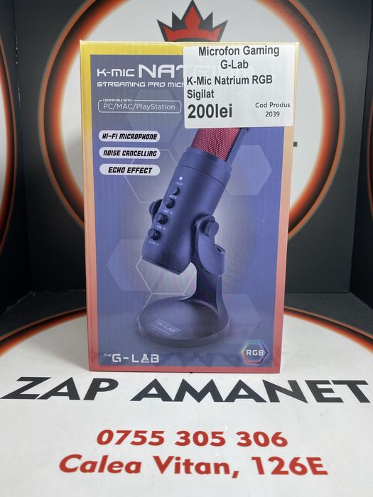 ZAP AMANET VITAN - Microfon Gaming - G-Lab - RBG - Nou Sigilat