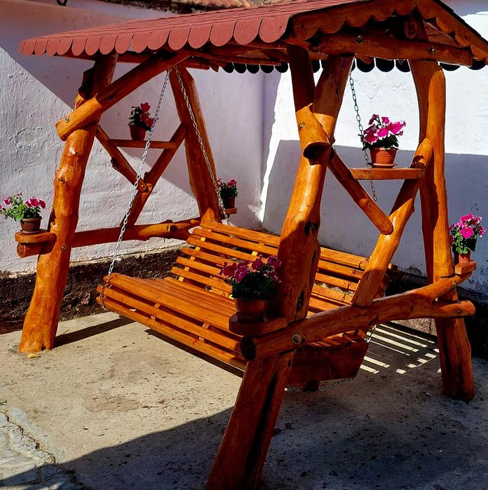 Leagăn rustic din lemn masiv de vanzare