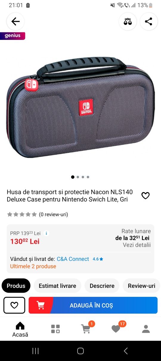Husa transport si protectie Nintendo Switch Lite