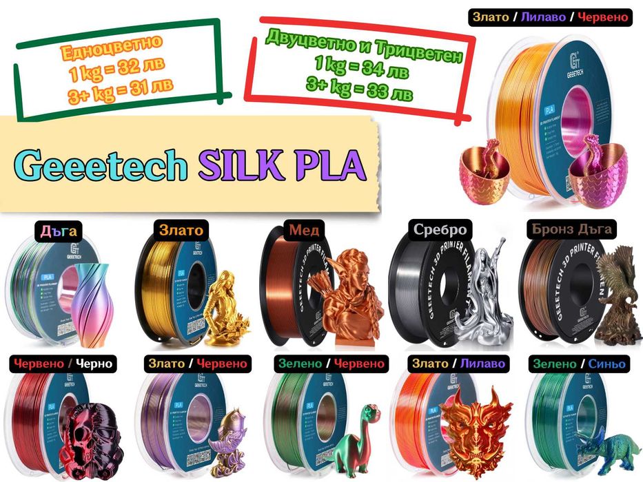 Филамент Filament Нишка за 3D принтер Printer TPU PLA PETG ABS PA6-CF