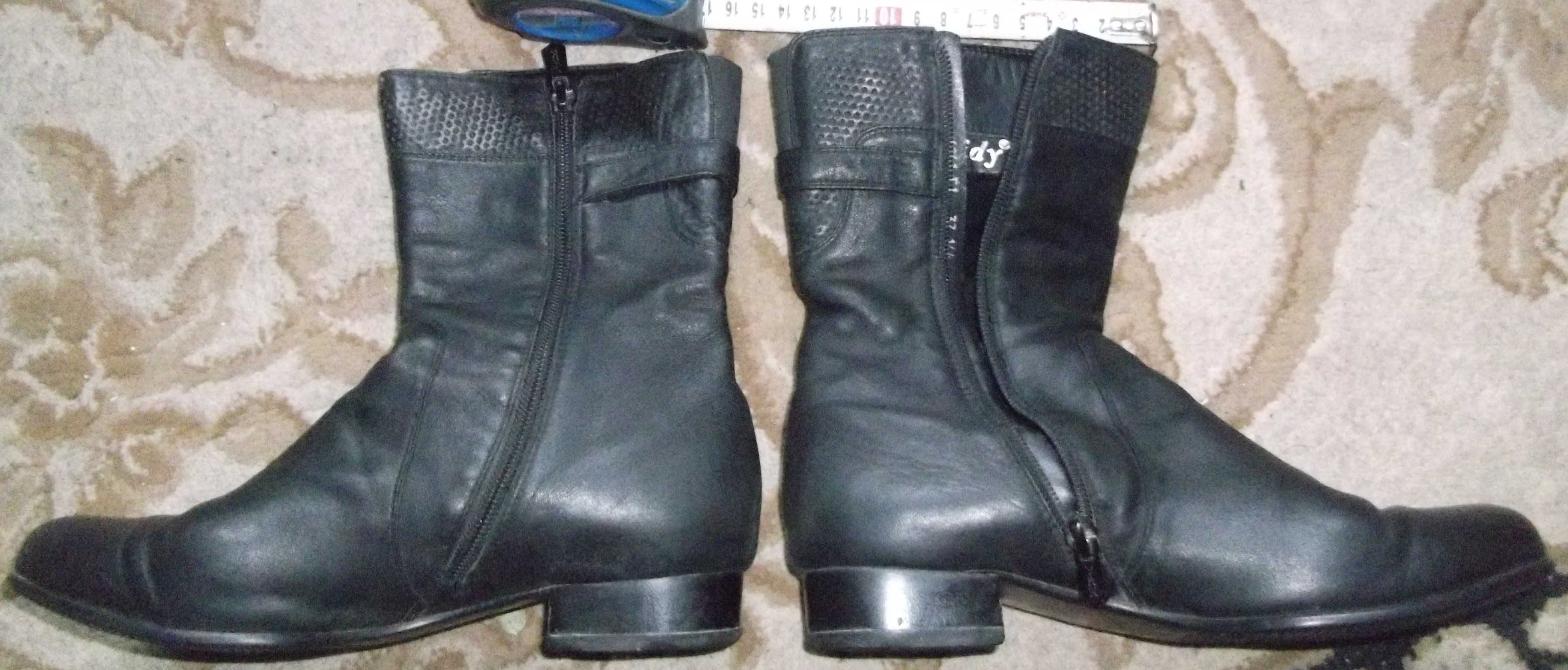 Демисезонные  женские полусапожки сапоги обувь кожаные 37р высокие-20с