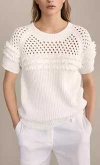 Top bumbac Massimo Dutti,alb, tricotat,S,