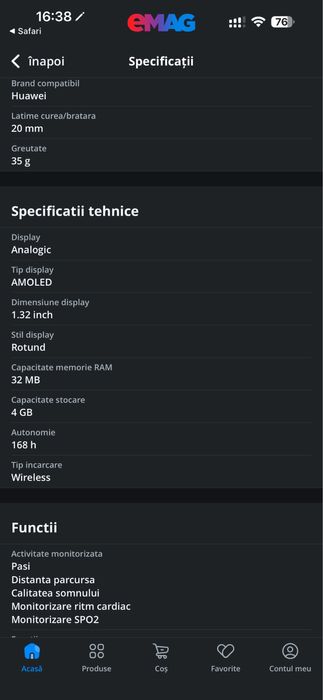 Smartwatch Huawei Watch GT 3 Elegant Edition Gold