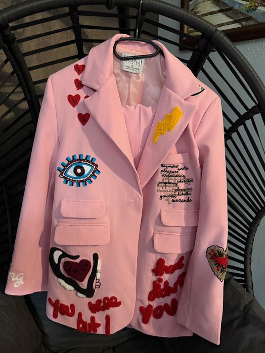 Розов сет - сако и панталон Zara