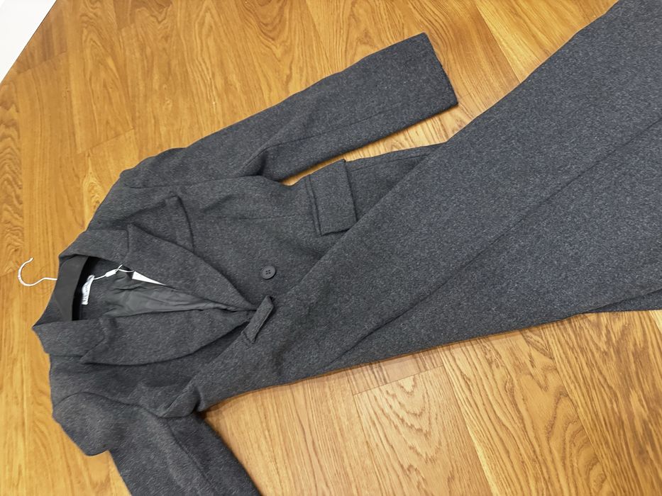 Пальто шерсть графит, приталенное