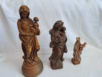 statueta lemn Fecioara Maria cu pruncul