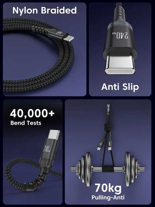 Кабел за бързо зареждане PD3.1 Мощност 240W/USB Type-C до USB-C 8K60Hz