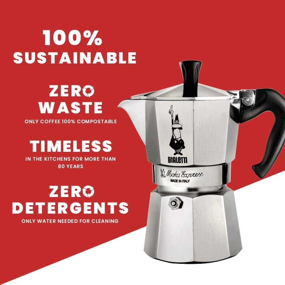 Bialetti Moka Express Кафеварка, За 6 чаши (270 мл)